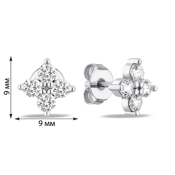 Серебряные серьги-пусеты с фианитами (арт. 7518/7273) – изображение 2