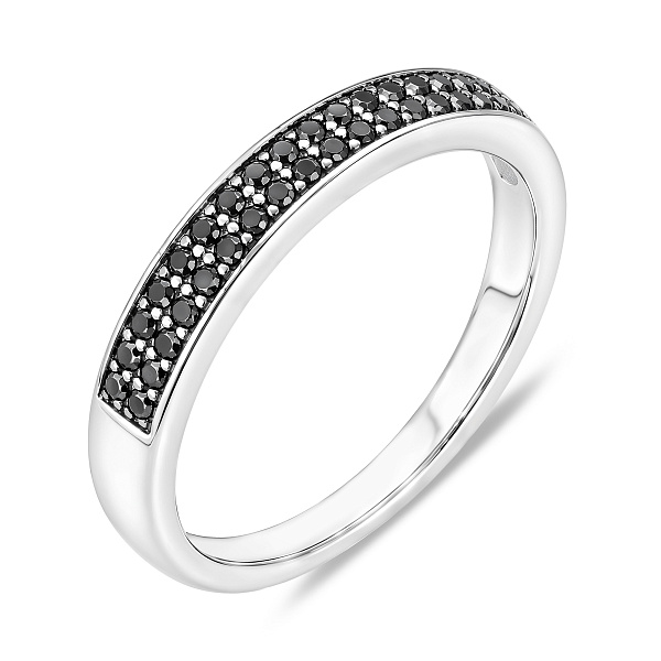 Серебряное кольцо с черными фианитами (арт. 7501/8781ч) – изображение 1