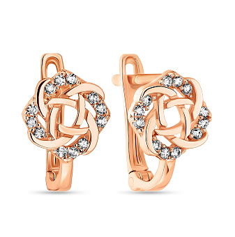 Золоті сережки в червоному кольорі металу (арт. 106561)