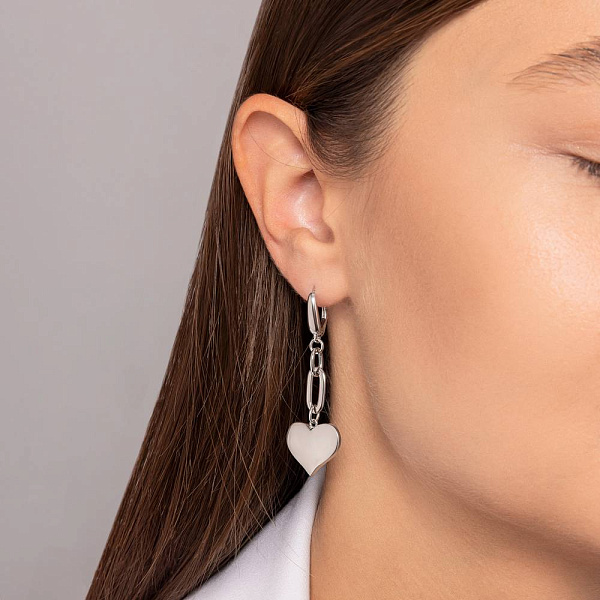 Сережки з білого золота Сердечка (арт. 1091581б) – зображення 2