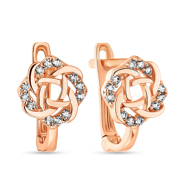 Золоті сережки в червоному кольорі металу (арт. 106561) – зображення 1