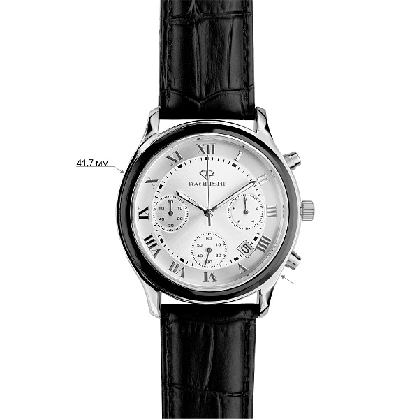 Масивний срібний годинник  зі шкіряним ремінцем (арт. 7526/324сркмчч) – зображення 3