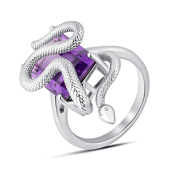 Серебряное кольцо Змея с аметистом (арт. 7501/2192558А)