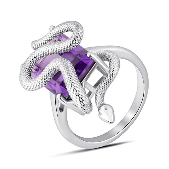 Срібна каблучка Змія з аметистом (арт. 7501/2192558А)