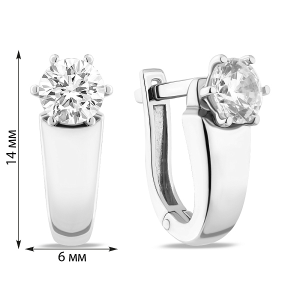 Сережки из белого золота с фианитом (арт. 110478б) – изображение 5