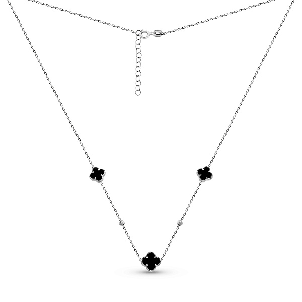 Серебряное колье Клевер с ониксом (арт. 7507/2327/7о) – изображение 2