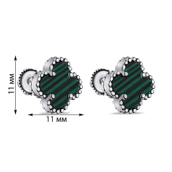 Срібні сережки з малахітом (арт. 7518/6721/10млх) – зображення 2