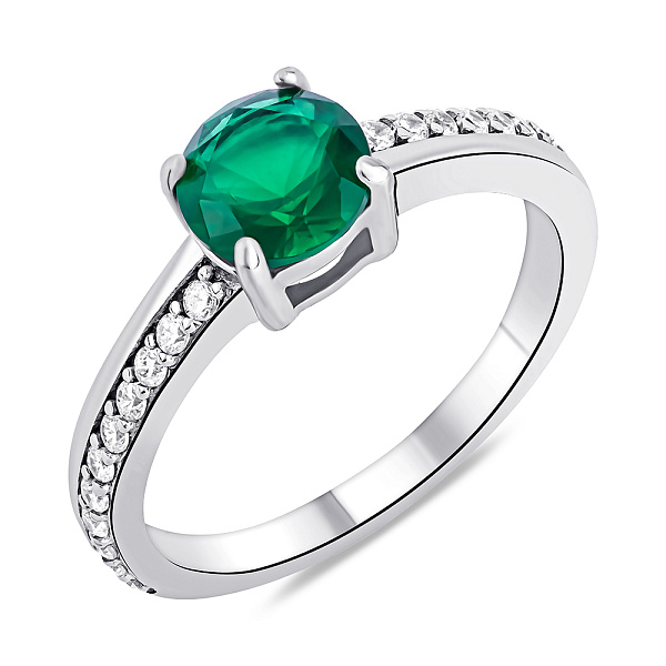 Серебряное кольцо с зеленым и белыми фианитами (арт. 7501/4897цз) – изображение 1