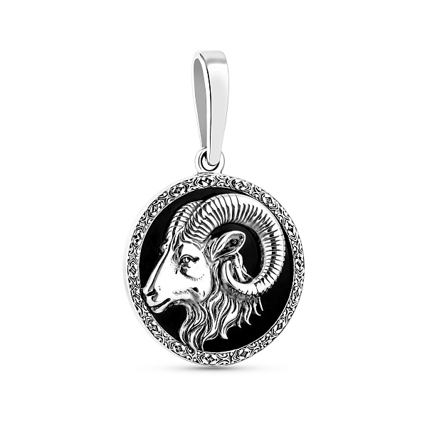 Серебряный кулон Овен с ониксом (арт. 7903/2490оов) – изображение 1