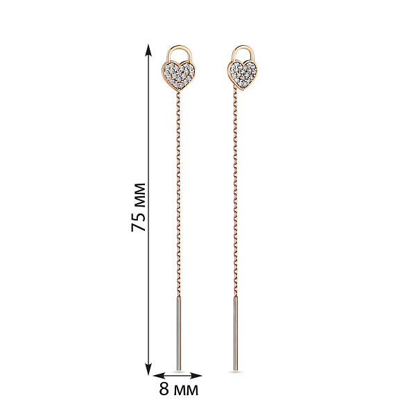 Золотые серьги-протяжки с фианитами (арт. 106785) – изображение 2