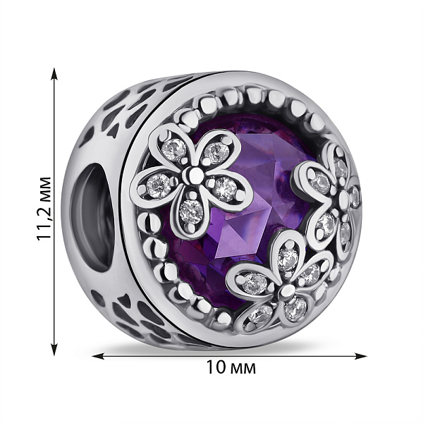 Срібний шарм з альпінітом і фіанітами (арт. 7903/П5ФА/7064) – зображення 2