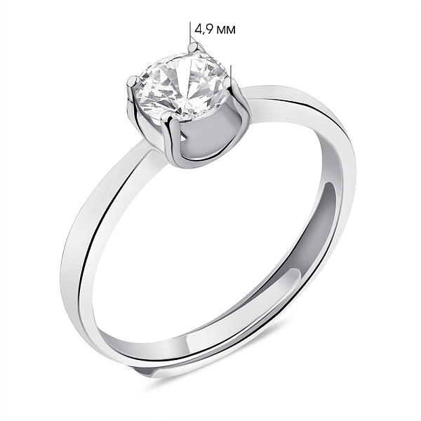Серебряное безразмерное кольцо с фианитом (арт. 7501/6245) – изображение 2
