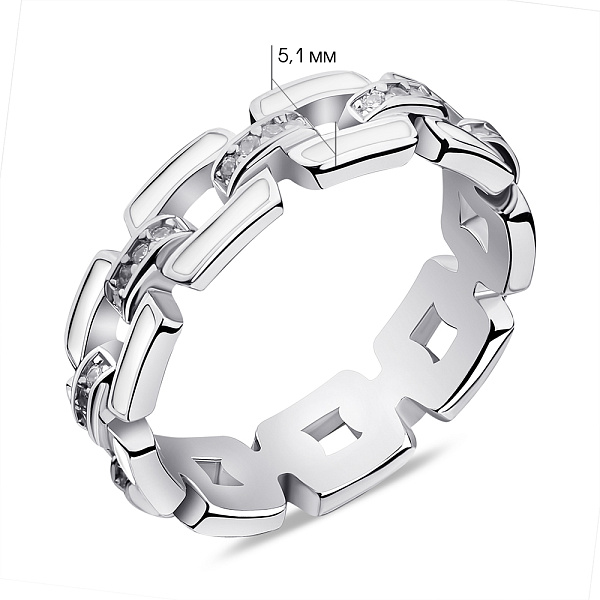 Каблучка зі срібла Ланки з емаллю та фіанітами (арт. 7501/6501еб) – зображення 2