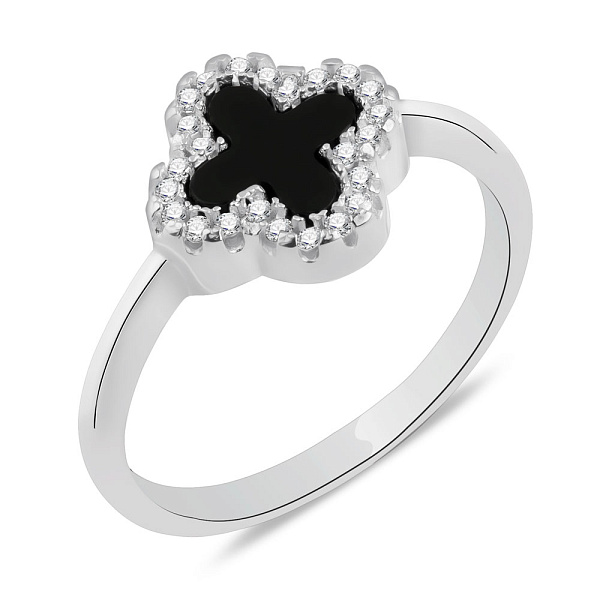Кольцо из серебра с ониксом и фианитами (арт. 7501/3756/10о) – изображение 1