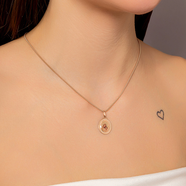 Ладанка з золота "Діва Марія і Ісус" з емаллю (арт. 421273) – зображення 2