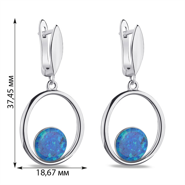 Сережки-підвіски зі срібла з круглим опалом (арт. 7502/4425Пос) – зображення 2