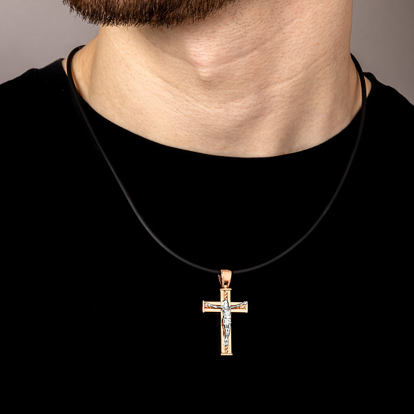 Золотий натільний хрестик з розп'яттям (арт. 500705) – зображення 2