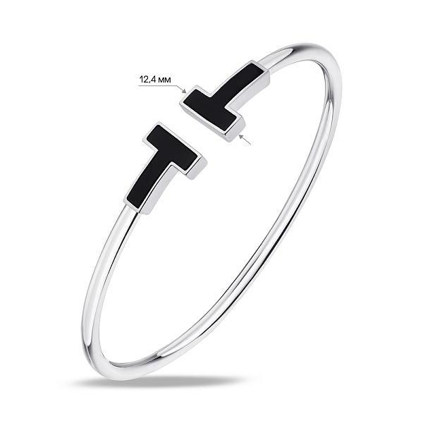 Жорсткий браслет зі срібла з оніксом (арт. 7509/3718/2о) – зображення 2