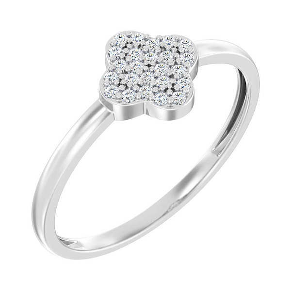 Кольцо Клевер из белого золота с россыпью бриллиантов (арт. К011509010б) – изображение 1