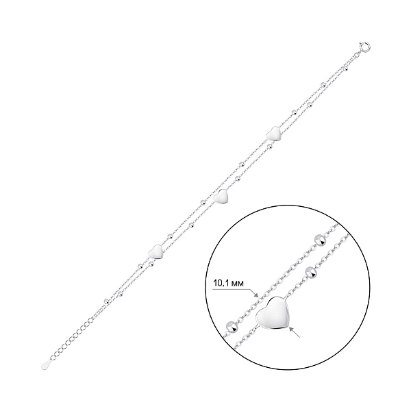 Срібний браслет на ногу без каменів (арт. 7509/4221н) – зображення 2