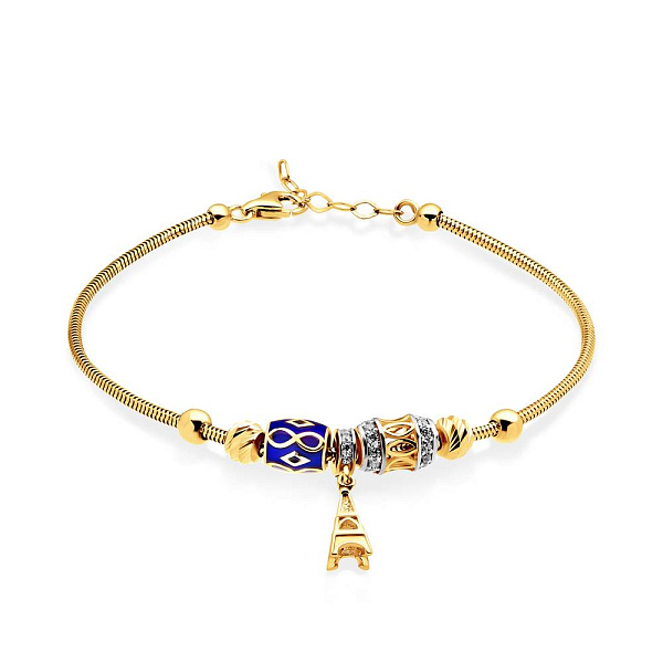 Браслет из желтого золота с фианитами и эмалью (арт. 325092жесП1) – изображение 1
