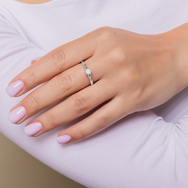 Каблучка з білого золота з діамантами (арт. К341574020б) – зображення 2