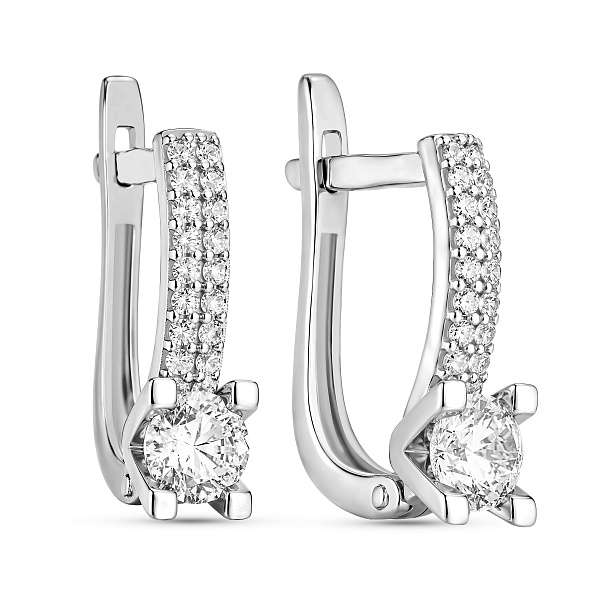 Серьги из белого золота с фианитами (арт. 113600б) – изображение 1