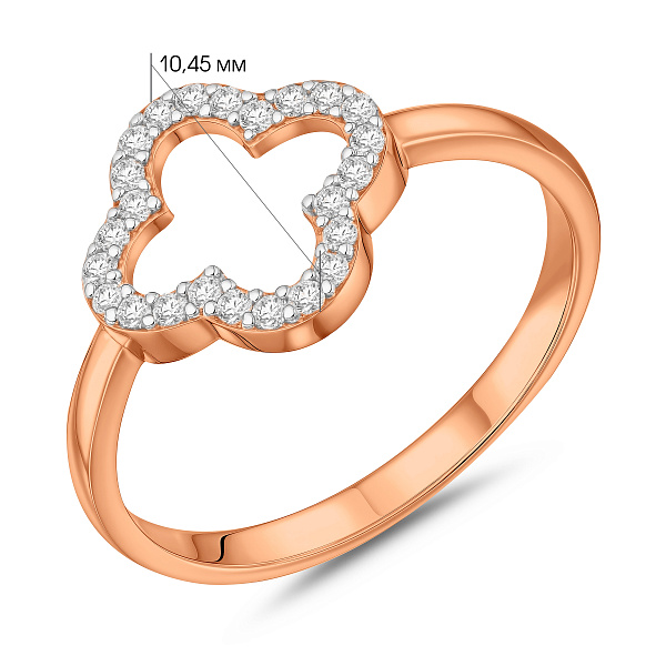 Кольцо Клевер из золота с фианитами (арт. 141210) – изображение 8