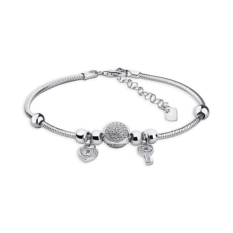 Браслет серебряный с подвеской и фианитами (арт. 7509/4723)