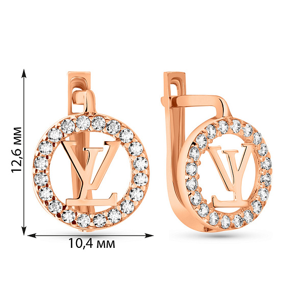 Сережки з червоного золота з фіанітами (арт. 109384) – зображення 2