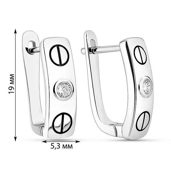 Серебряные серьги с одним фианитом (арт. 7502/10223) – изображение 2