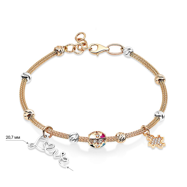 Браслет Love из красного и белого золота (арт. 325058кбецвП2) – изображение 2