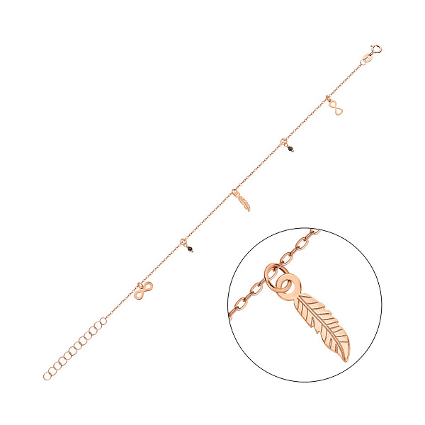 Золотий браслет з підвісками і фіанітами (арт. 326971ч) – зображення 1
