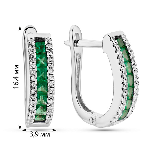 Серьги из белого золота с изумрудом и бриллиантами (арт. 2190166202и) – изображение 2