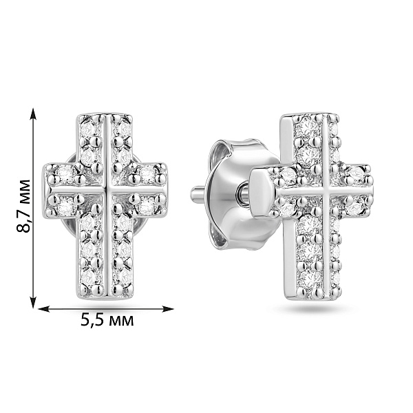 Серебряные пусеты Крестики (арт. 7518/7417) – изображение 2