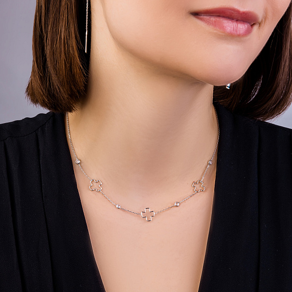 Кольє з білого золота з фіанітами (арт. 352644б) – зображення 3