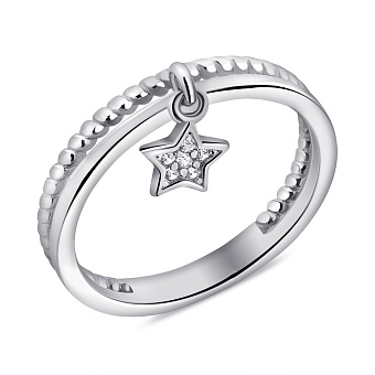 Срібна каблучка Зірка з підвіскою та з фіанітами (арт. 7501/6976)