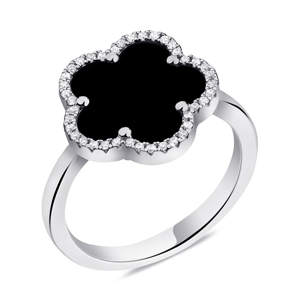 Серебряное кольцо с ониксом (арт. 7501/6532/15о) – изображение 1
