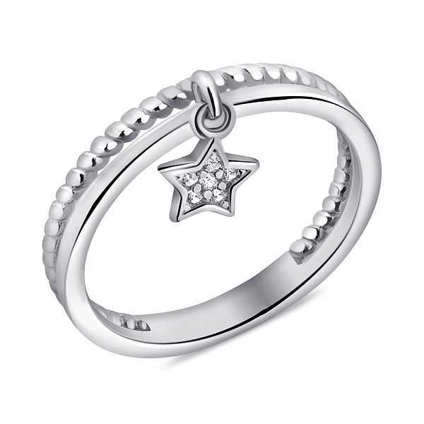Срібна каблучка Зірка з підвіскою та з фіанітами (арт. 7501/6976) – зображення 1