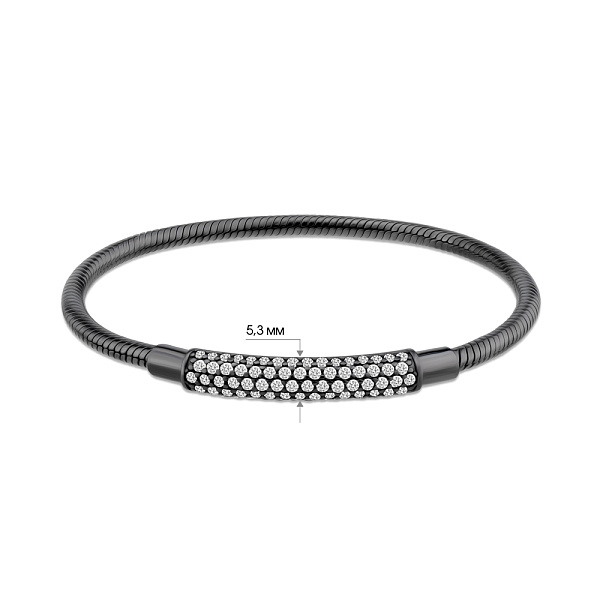 Срібний браслет з чорним родіюванням і білими фіанітами (арт. 7509/4731ч) – зображення 2