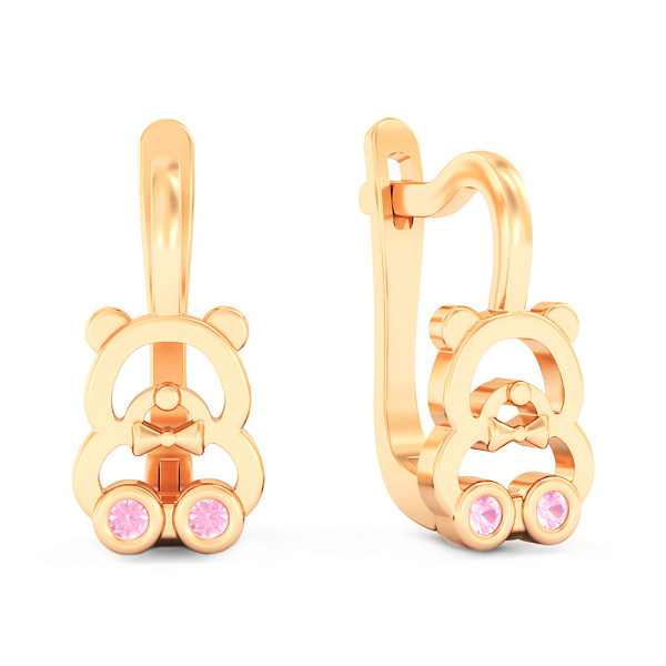 Серьги из красного золота Мишки с фианитами (арт. 111287р) – изображение 1