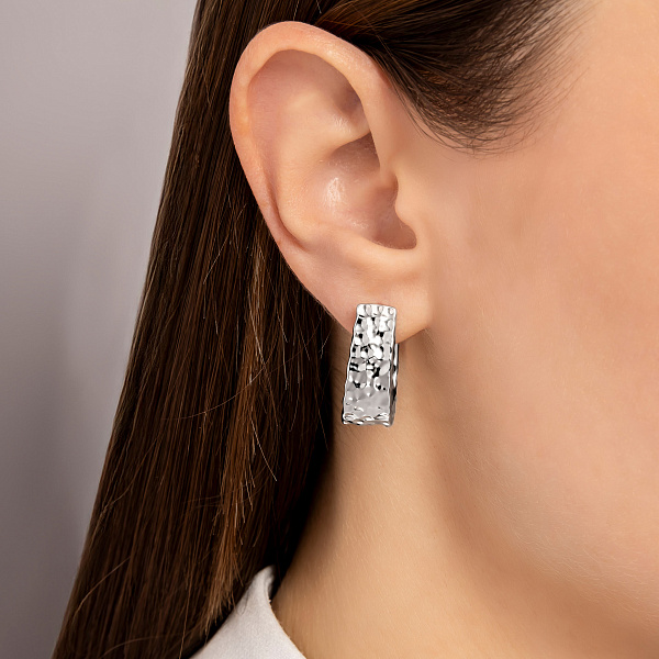 Серьги-кольца из белого золота Francelli (арт. 1091863/20б) – изображение 2