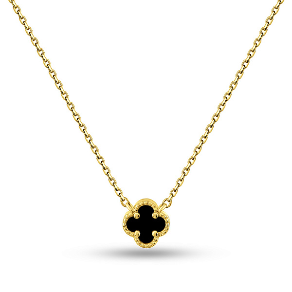 Серебряное колье Клевер с ониксом (арт. 7507/470/7жо) – изображение 1