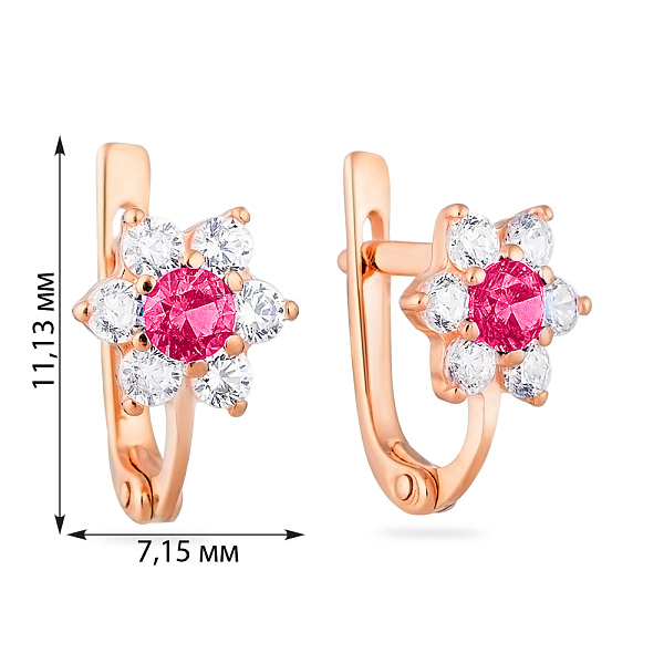 Детские серьги «Цветочки» из золота с фианитами (арт. 110154р) – изображение 2