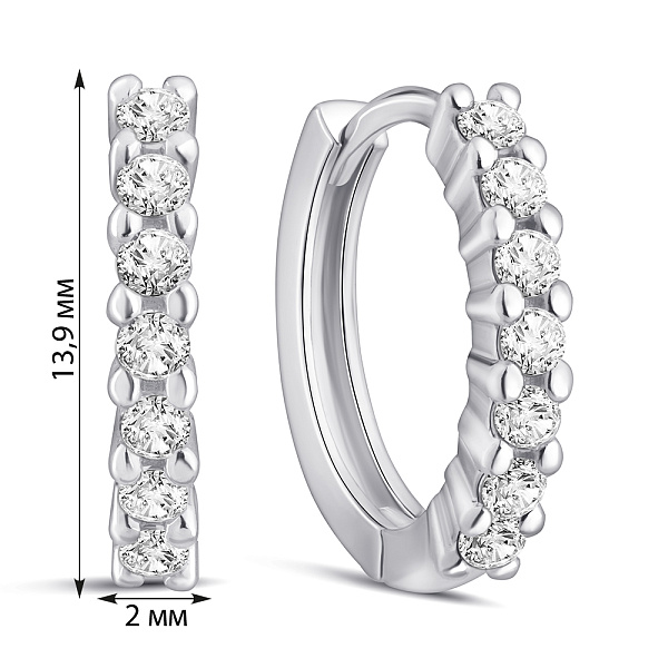Серьги-кольца из серебра с фианитами (арт. 7502/10031/15) – изображение 2