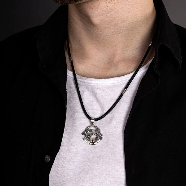 Шелковый шнурок с серебряными вставками (арт. 7307/271/2ш) – изображение 3