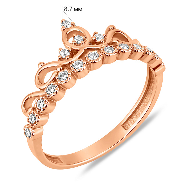 Золотое кольцо Корона с фианитами (арт. 140517) – изображение 4