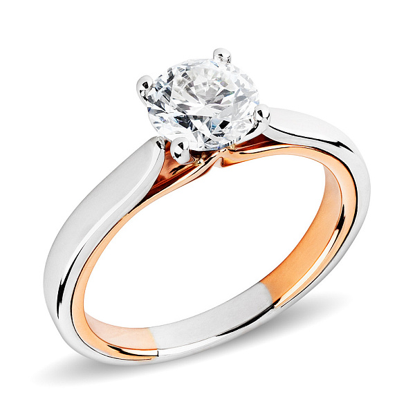 Помолвочное кольцо из белого и красного золота с бриллиантом (арт. К01117909036бк) – изображение 4