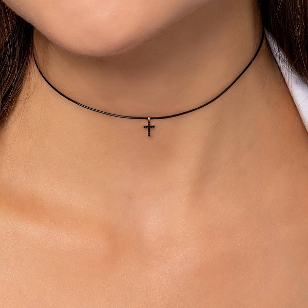 Золоте кольє з хрестиком з фіанітами (арт. 360082) – зображення 3