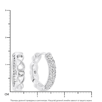 Двосторонні сережки-кільця зі срібла з фіанітами  (арт. 7502/4340/15)
